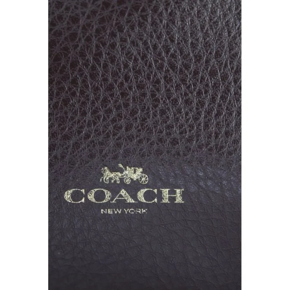 Coach Womens Leather Button Closure Derby Tote Shoulder Handbag Brown
